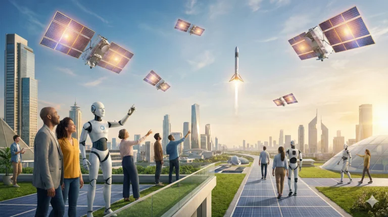 Elon Musk Davosissa: Avaruuteen aurinkovoimalla toimivia datakeskuksia ja robotteja koteihin