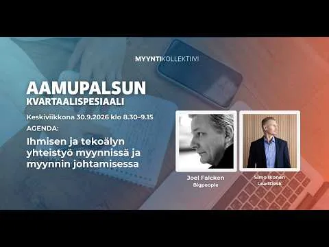 Ihmisen ja tekoälyn yhteistyö myynnissä ja myynnin johtamisessa – 30.9.2026 Aamupalsu