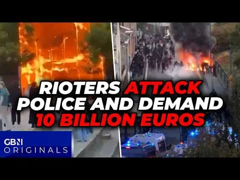 Rioters ATTACK police with explosives and demand 10 BILLION euro ransom to stop mass far-left REVOLT
