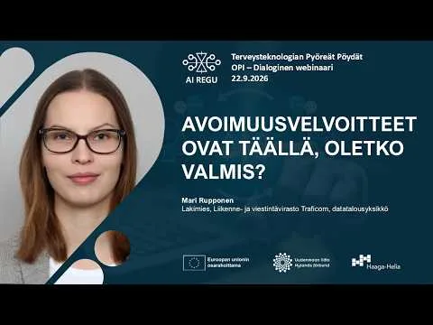 AI Regu Pyöreät Pöydät OPI “Avoimuusvelvoitteet ovat täällä, oletko valmis?” 22.9.2026