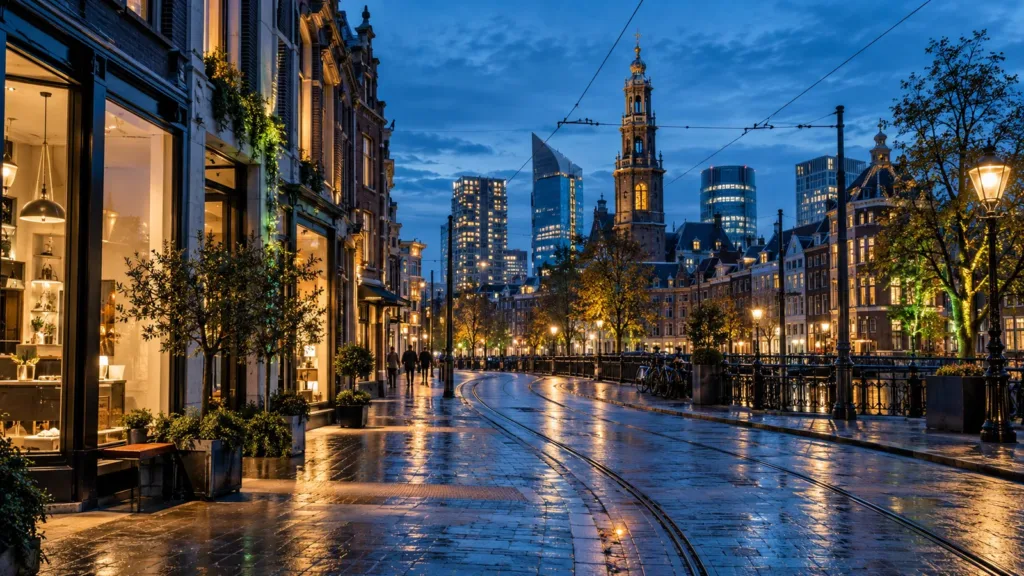 Nederlandse zzp'er bekijkt aan een bureau de overstap van eenmanszaak naar bv, met laptop en financiële documenten.