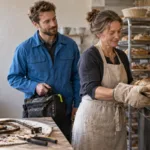 Ein deutsches Gründerteam bespricht an einem Arbeitstisch, wie aus einer konkreten Kundenlösung wirtschaftlicher Wert entsteht.
