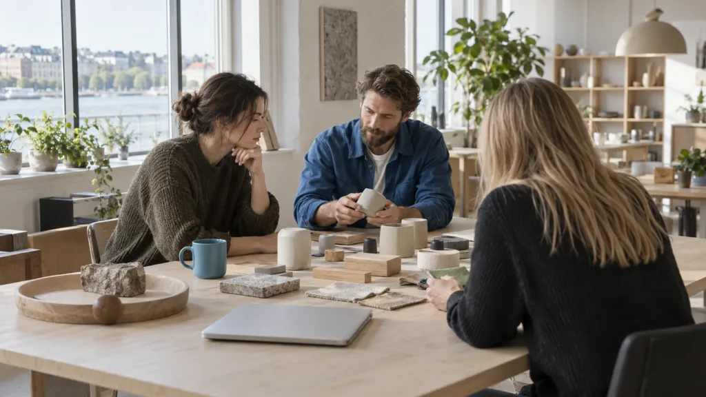 Finansperson i moderne analyserom omgitt av dataskjermer som symboliserer samspillet mellom menneske og maskin