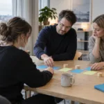 IT uzņēmuma vadītājs pie stikla sienas ar pārdošanas piltuves skici modernā biroja interjerā