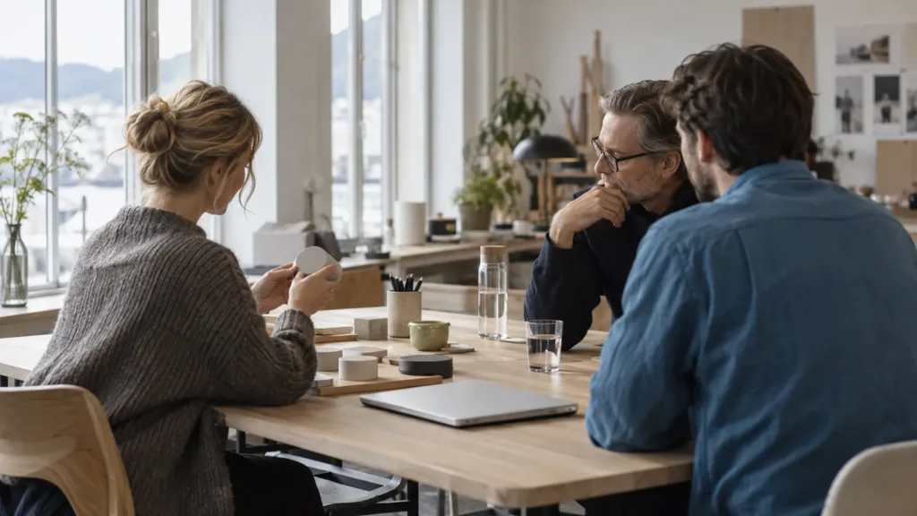 Empresario y cliente conversando con confianza en una oficina moderna, símbolo de la retención de clientes a largo plazo