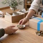 Antreprenor analizează un dashboard cu date de marketing afiliat și ROAS pe laptop, într-un birou modern