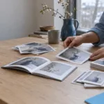 En iværksætter arbejder sent ved sit skrivebord og bruger en AI-assistent på sin bærbare computer til at opbygge en biindtægt
