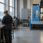 Et datasenter i Norge om kvelden med høyspentmaster og kraftledninger i forgrunnen, som illustrerer striden om strøm til datasenterindustrien.