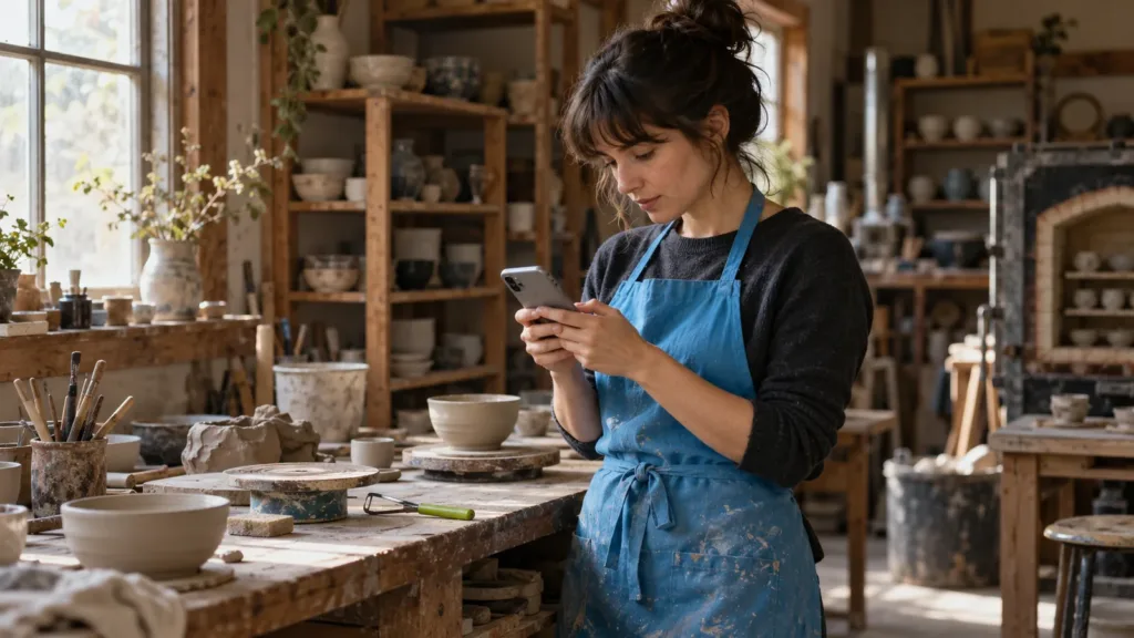 Développeur indépendant travaillant seul, de nuit, sur le lancement de son application mobile grâce à l'intelligence artificielle