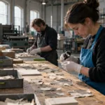 Tietoturva-analyytikko tutkii tietovuodon viestiaineistoa tietokoneen ruudulla