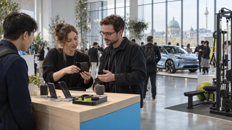 Výstavní hala veletrhu IFA 2026 v Berlíně se skládacím telefonem, chytrou posilovnou a elektromobilem Xiaomi