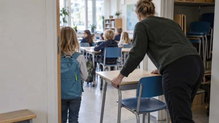 Illustration av en svensk skolbyggnad med mynt som symboliserar skolpeng och kommunens ansvar för alla elever.