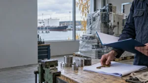 Graafinen kuvitus korkokäyrästä ja tekoälyn datakeskuksesta symboloimassa korkoshokkia ja tekoälyn kilpajuoksua